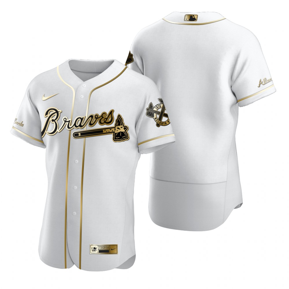 Personalized Atlanta Braves Blank White Men’s Authentic Golden Edition MLB Jersey