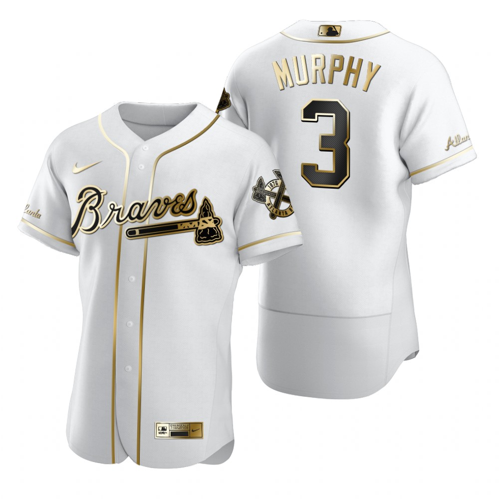 Personalized Atlanta Braves #3 Dale Murphy White Men’s Authentic Golden Edition MLB Jersey