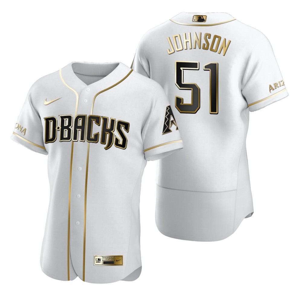 Personalized Arizona Diamondbacks #51 Randy Johnson White Men’s Authentic Golden Edition MLB Jersey