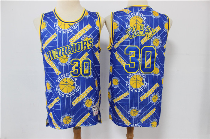 Personalized Warriors 30 Stephen Curry Blue Tear Up Pack Hardwood Classics Swingman Jersey