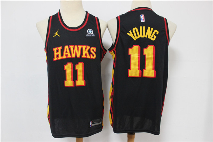 Personalized Hawks 11 Trae Young Black 2020 Swingman Jersey