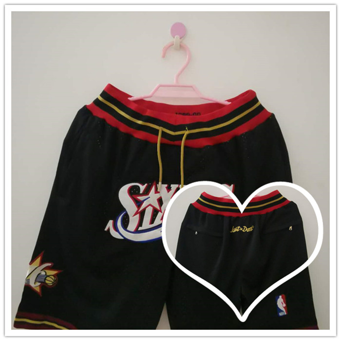 Personalized 76ers Black Just Don With Pocket Swingman Shorts