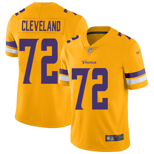 Personalized Vikings #72 Ezra Cleveland Gold Men’s Stitched NFL Limited Inverted Legend Jersey