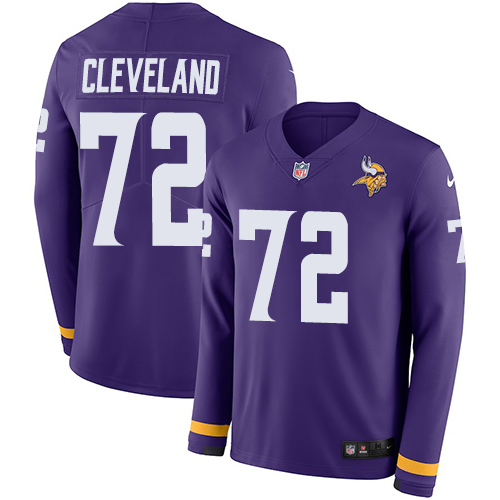 Personalized Vikings #72 Ezra Cleveland Purple Team Color Men’s Stitched NFL Limited Therma Long Sleeve Jersey