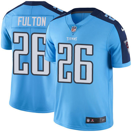 Personalized Titans #26 Kristian Fulton Light Blue Men’s Stitched NFL Limited Rush Jersey