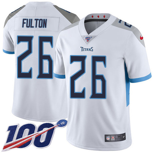 Personalized Titans #26 Kristian Fulton White Men’s Stitched NFL 100th Season Untouchable Limited Jersey