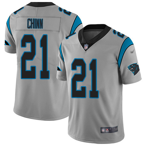 Personalized Panthers #21 Jeremy Chinn Silver Men’s Stitched NFL Limited Inverted Legend Jersey
