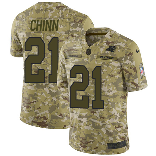 Personalized Panthers #21 Jeremy Chinn Camo Men’s Stitched NFL Limited 2018 Salute To Service Jersey
