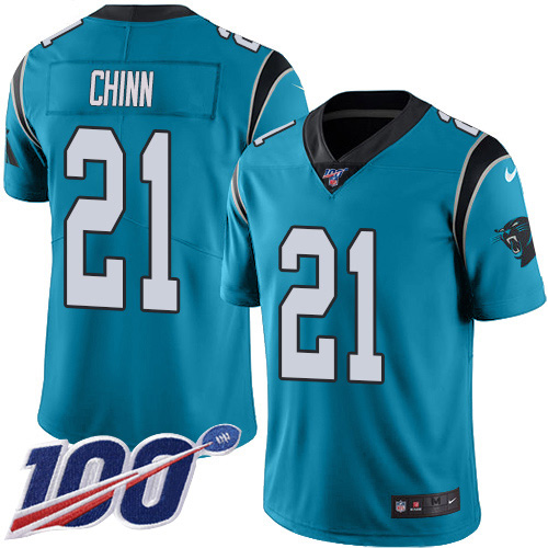 Personalized Panthers #21 Jeremy Chinn Blue Alternate Men’s Stitched NFL 100th Season Untouchable Limited Jersey