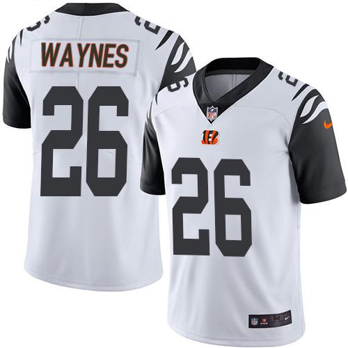 Personalized Bengals #26 Trae Waynes White Men’s Stitched NFL Limited Rush Jersey
