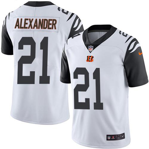 Personalized Bengals #21 Mackensie Alexander White Men’s Stitched NFL Limited Rush Jersey