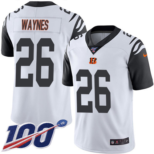 Personalized Bengals #26 Trae Waynes White Men’s Stitched NFL Limited Rush 100th Season Jersey