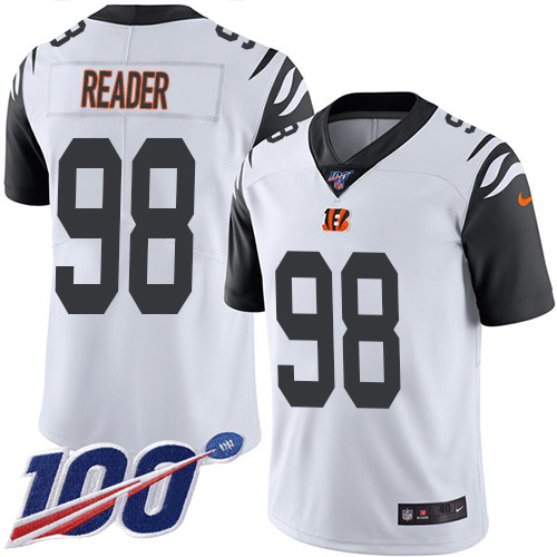 Personalized Bengals #98 D.J. Reader White Men’s Stitched NFL Limited Rush 100th Season Jersey