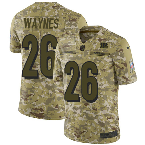 Personalized Bengals #26 Trae Waynes Camo Men’s Stitched NFL Limited 2018 Salute To Service Jersey