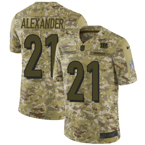 Personalized Bengals #21 Mackensie Alexander Camo Men’s Stitched NFL Limited 2018 Salute To Service Jersey