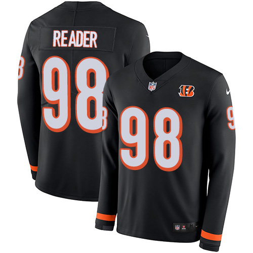 Personalized Bengals #98 D.J. Reader Black Team Color Men’s Stitched NFL Limited Therma Long Sleeve Jersey
