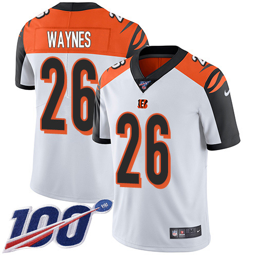 Personalized Bengals #26 Trae Waynes White Men’s Stitched NFL 100th Season Untouchable Limited Jersey