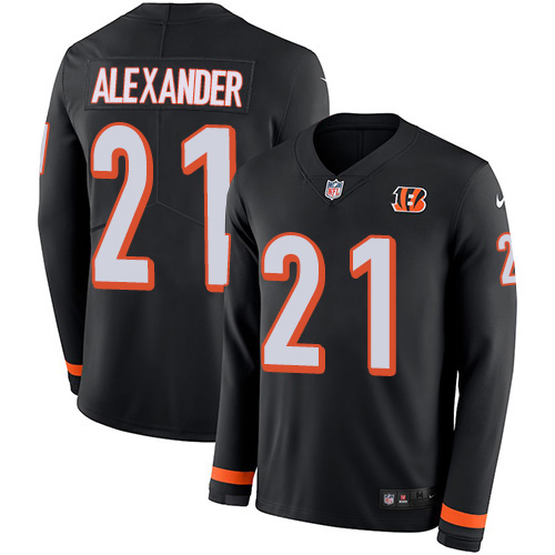 Personalized Bengals #21 Mackensie Alexander Black Team Color Men’s Stitched NFL Limited Therma Long Sleeve Jersey