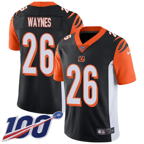Personalized Bengals #26 Trae Waynes Black Team Color Men’s Stitched NFL 100th Season Untouchable Limited Jersey
