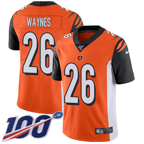 Personalized Bengals #26 Trae Waynes Orange Alternate Men’s Stitched NFL 100th Season Untouchable Limited Jersey