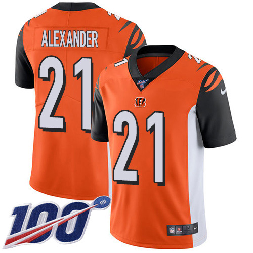 Personalized Bengals #21 Mackensie Alexander Orange Alternate Men’s Stitched NFL 100th Season Untouchable Limited Jersey