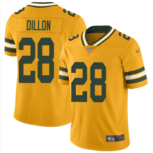 Personalized Packers #28 AJ Dillon Gold Men’s Stitched NFL Limited Inverted Legend Jersey