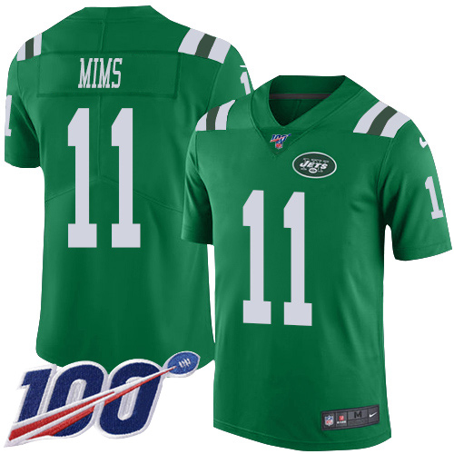 Personalized Jets #11 Denzel Mim Green Men’s Stitched NFL Limited Rush 100th Season Jersey