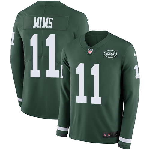 Personalized Jets #11 Denzel Mim Green Team Color Men’s Stitched NFL Limited Therma Long Sleeve Jersey