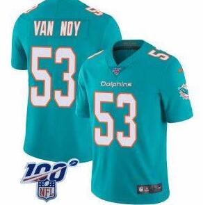 Personalized Dolphins 53 Kyle Van Noy Aqua 100th Season Untouchable Limited Jersey