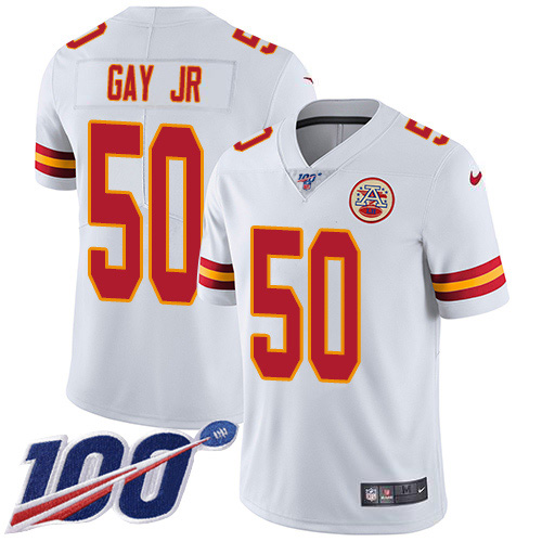 Personalized Chiefs #50 Willie Gay Jr. White Men’s Stitched NFL 100th Season Untouchable Limited Jersey