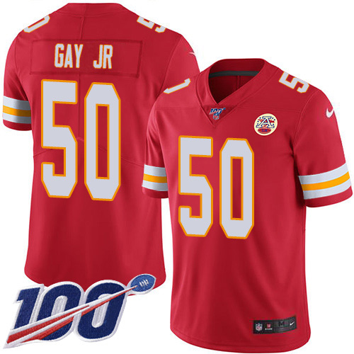 Personalized Chiefs #50 Willie Gay Jr. Red Team Color Men’s Stitched NFL 100th Season Untouchable Limited Jersey
