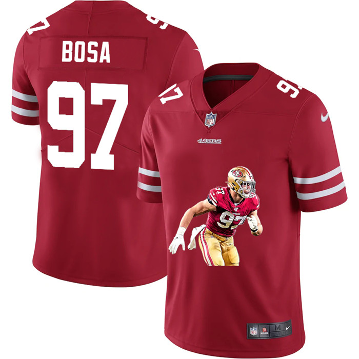 Personalized San Francisco 49ers #97 Nick Bosa Men’s Player Signature Moves Limited NFL Jersey Red