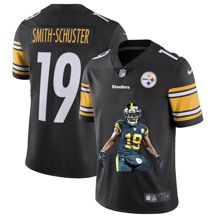 Personalized Pittsburgh Steelers #19 JuJu Smith-Schuster Men’s Player Signature Moves 2 Limited NFL Jersey Black