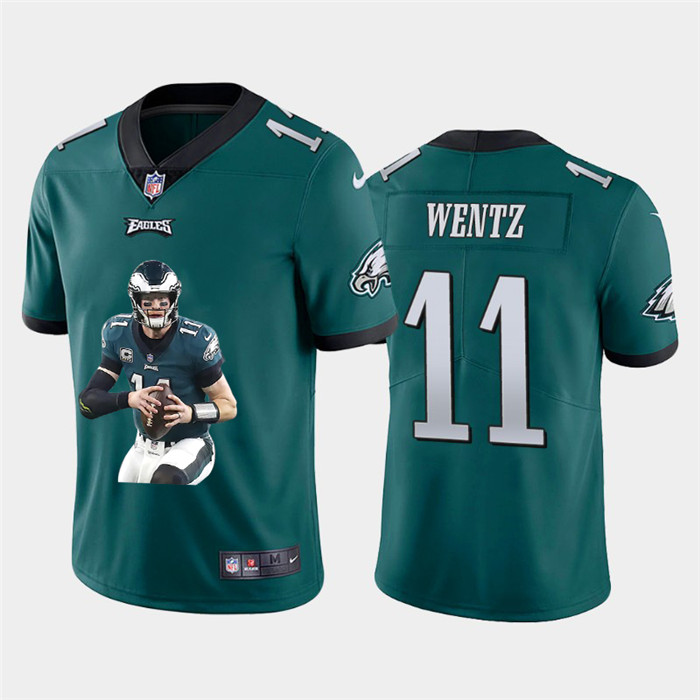 Personalized Philadelphia Eagles #11 Carson Wentz Men’s Player Signature Moves Limited NFL Jersey Green