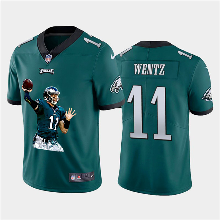 Personalized Philadelphia Eagles #11 Carson Wentz Men’s Player Signature Moves 3 Limited NFL Jersey Green