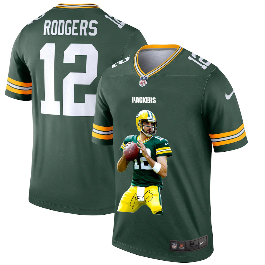 Personalized Green Bay Packers #12 Aaron Rodgers Men’s Player Signature Moves Limited NFL Jersey Green