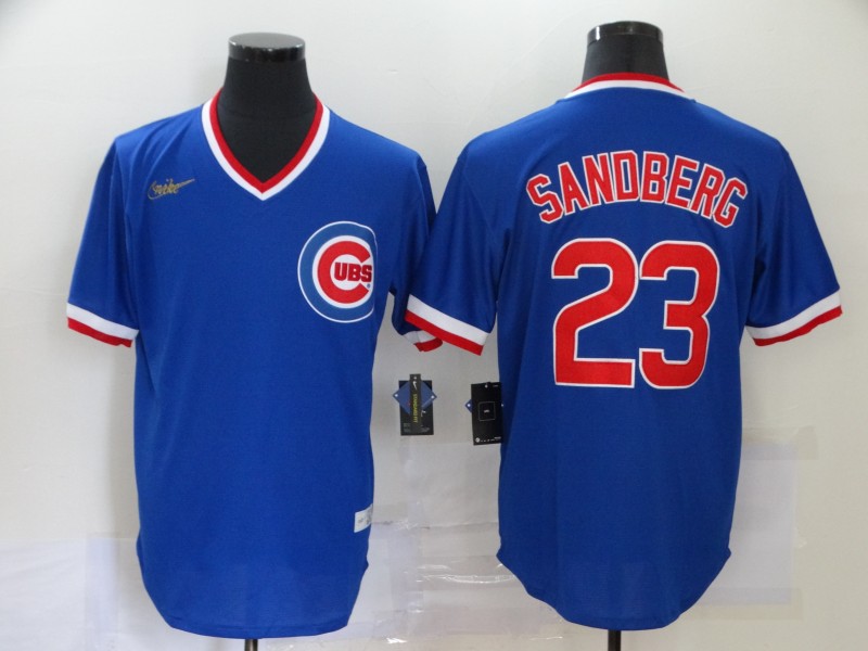 Personalized Cubs 23 Ryne Sandberg Royal Throwback Jersey