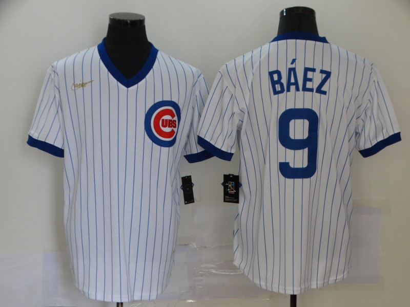 Personalized Cubs 9 Javier Baez White 2020 Cool Base Jersey