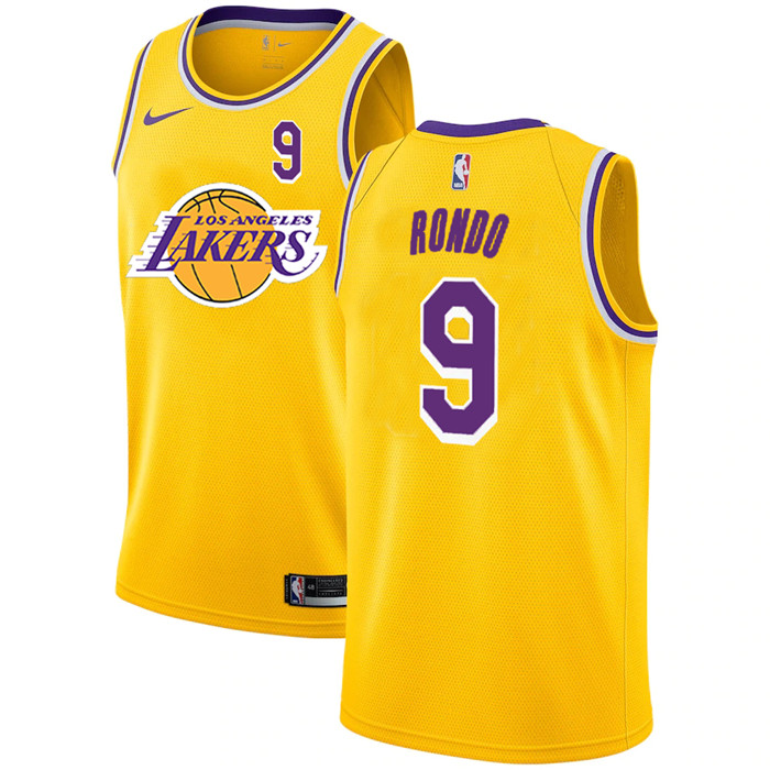 Personalized Lakers 9 Rajon Rondo Yellow 2020-2021 New City Edition Swingman Jersey