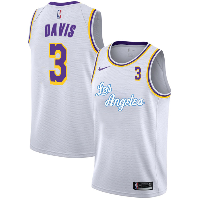 Personalized Lakers 3 Anthony Davis White 2020-2021 New City Edition Swingman Jersey