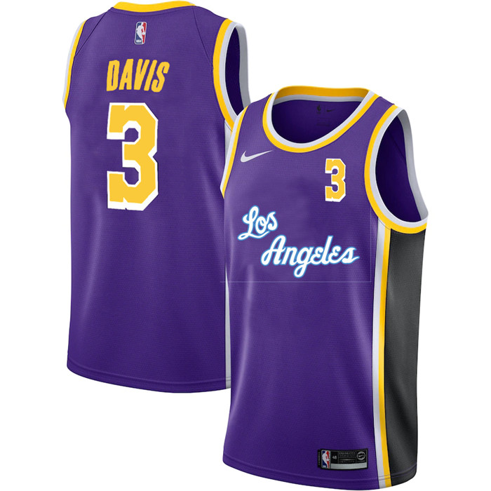 Personalized Lakers 3 Anthony Davis Purple 2020-2021 New City Edition Swingman Jersey