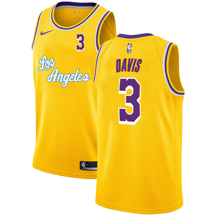 Personalized Lakers 3 Anthony Davis Yellow 2020-2021 New City Edition Swingman Jersey