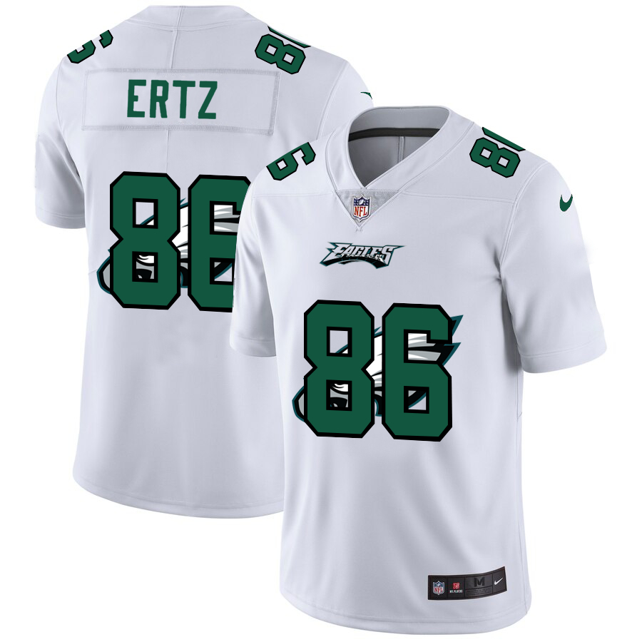Personalized Eagles 86 Zach Ertz White Shadow Logo Limited Jersey