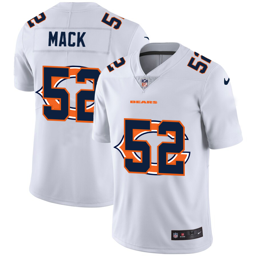 Personalized Bears 52 Khalil Mack White Shadow Logo Limited Jersey