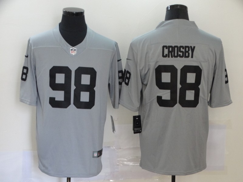 Personalized Raiders 98 Maxx Crosby Gray Inverted Legend Limited Jersey