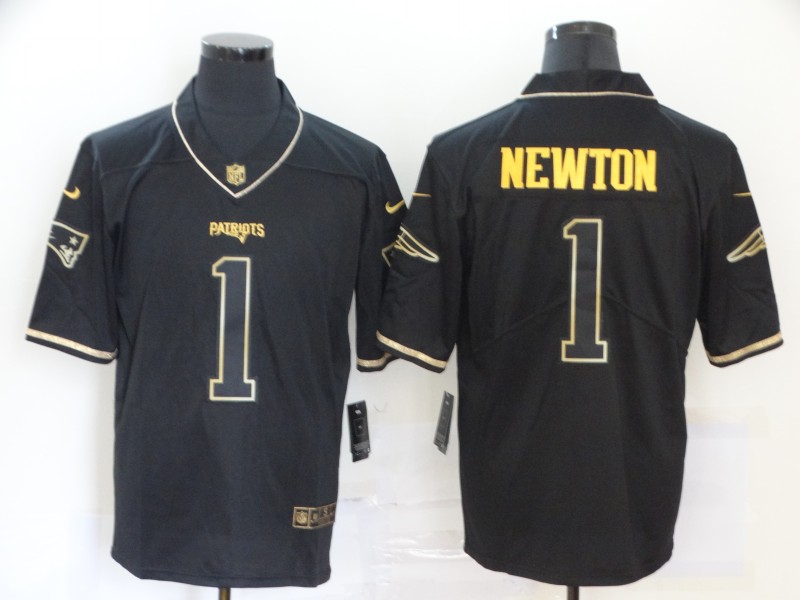 Personalized Patriots 1 Cam Newton Black Gold Untouchable Limited Jersey