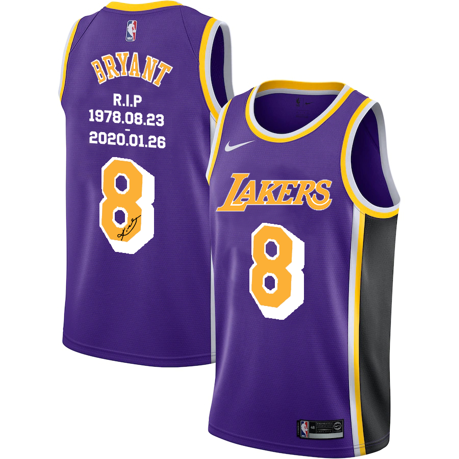 Personalized Lakers 8 Kobe Bryant Purple R.I.P Signature Swingman Jerseys