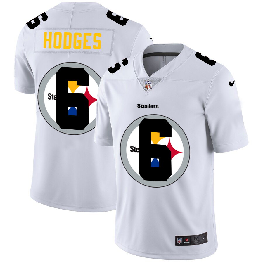 Personalized Steelers 6 Devlin Hodges White Shadow Logo Limited Jersey