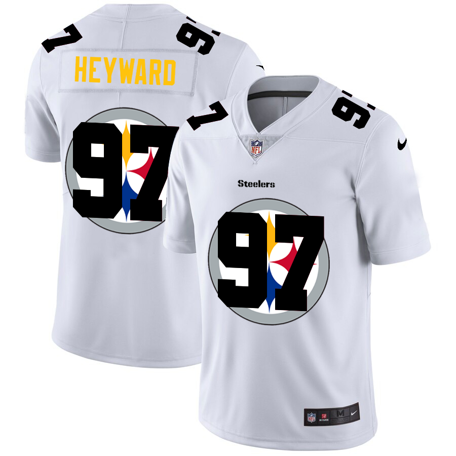 Personalized Steelers 97 Cameron Heyward White Shadow Logo Limited Jersey