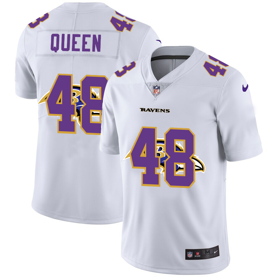 Personalized Ravens 48 Patrick Queen White Shadow Logo Limited Jersey